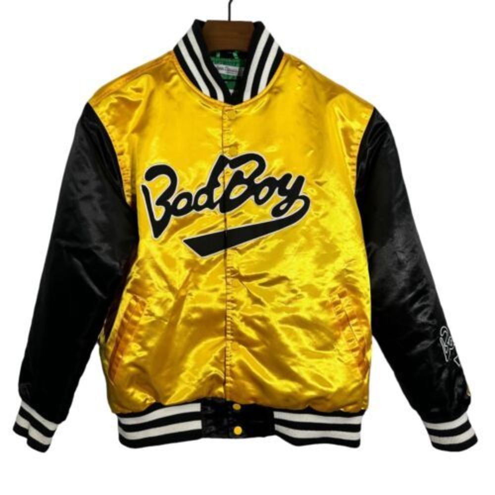 Headgear Classics Biggie Smalls‎ Badboy Satin Jacket Gold Black Men’s XL *FLAW*